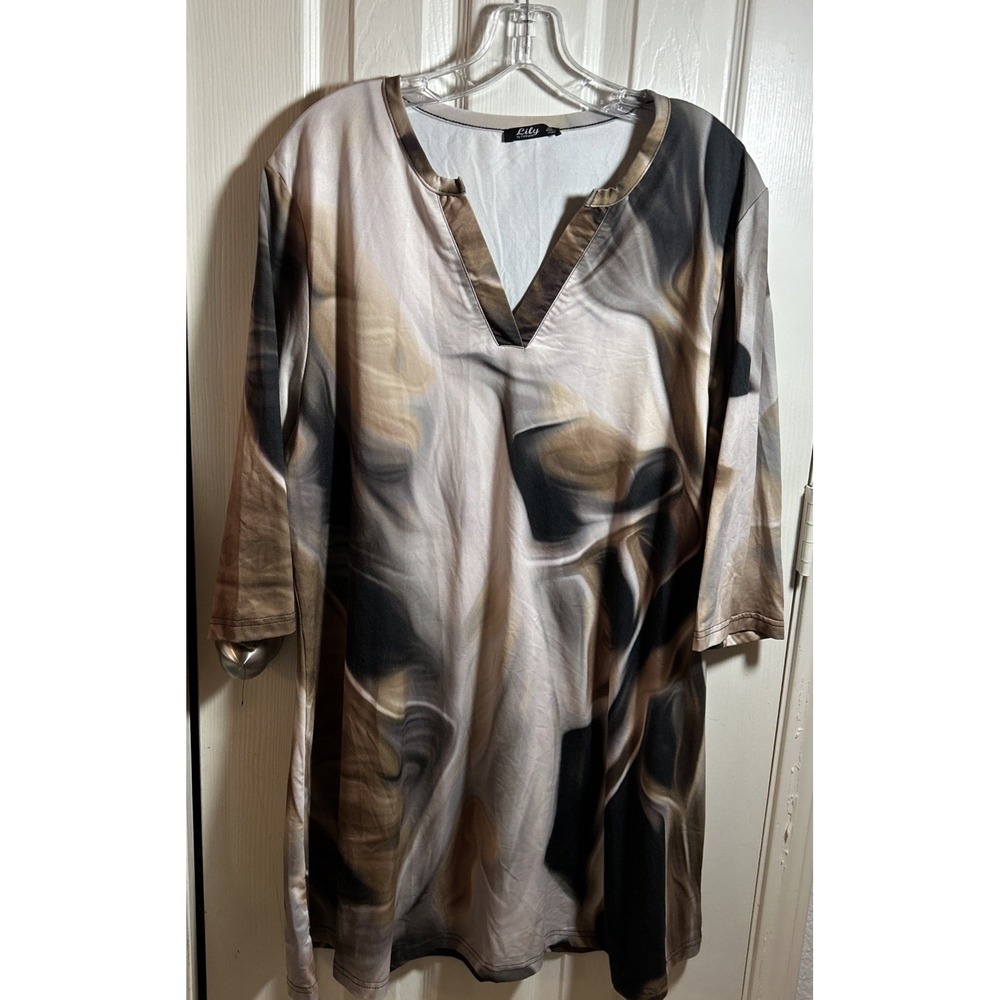 Lily Firmiana Multicolor 3/4 Sleeve‎ Midi Dress size 1X